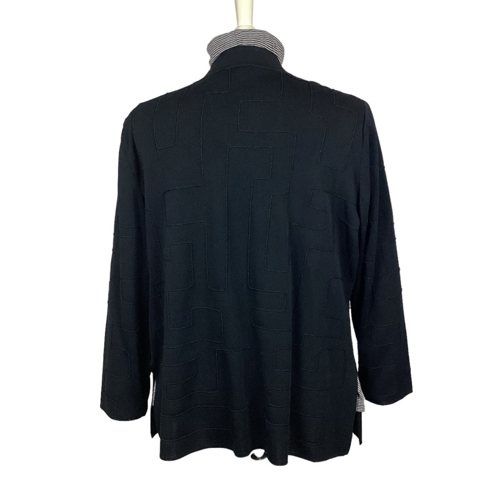 Ming Wang Knit Jacket Geometric Topstitching Black - image 2